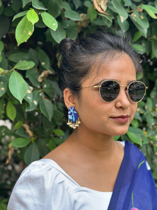 Midnight Blossom Handpainted Earrings - Khasiyat