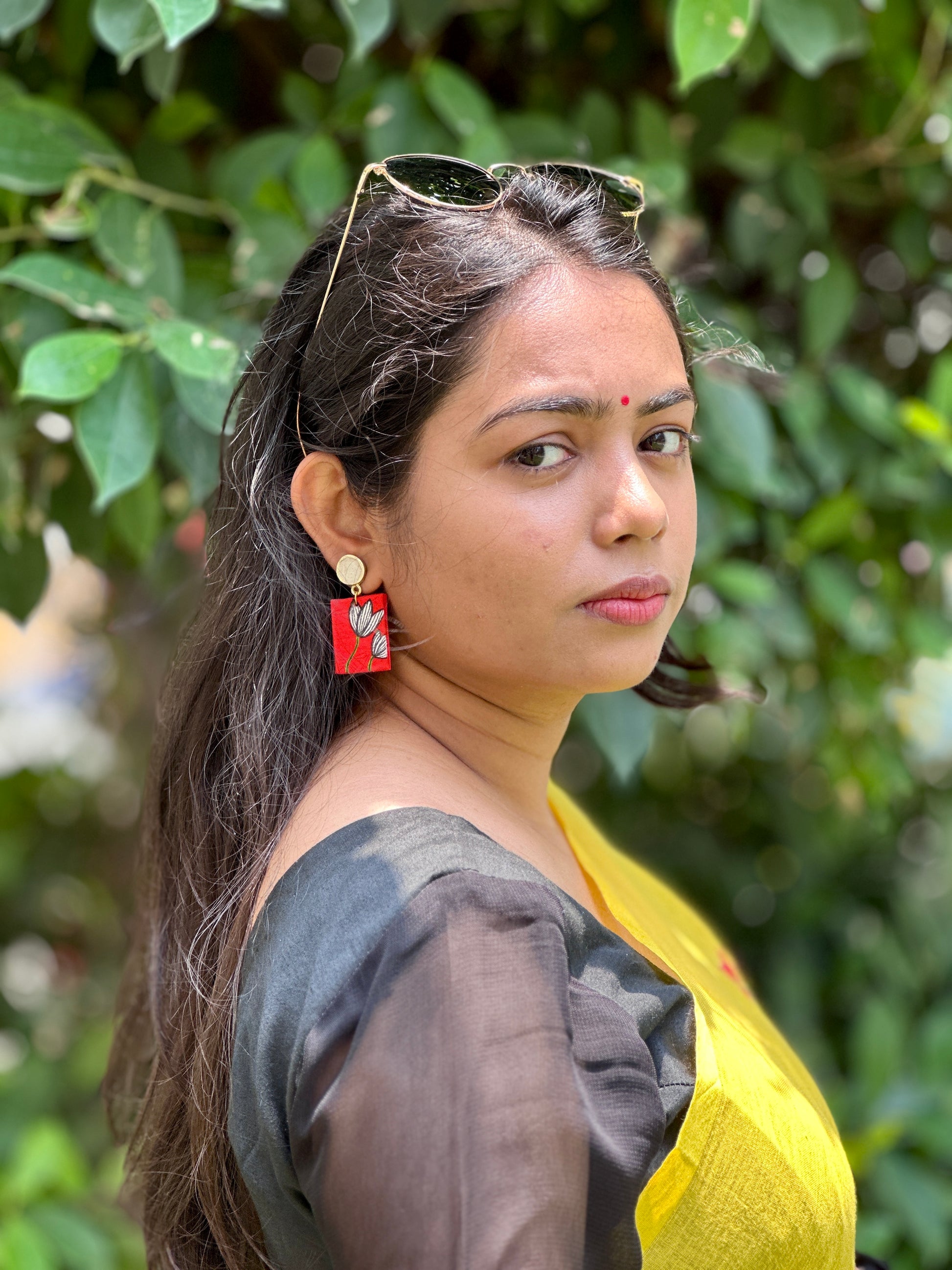 Kamal Tulip Handpainted Earrings - Khasiyat