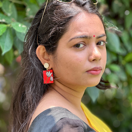 Kamal Tulip Handpainted Earrings - Khasiyat