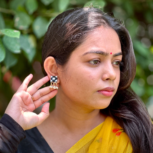 Black Mirror Handpainted Mini Studs - Khasiyat
