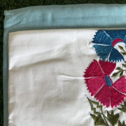 Blue Blossom Handloom Khadi Cotton Saree