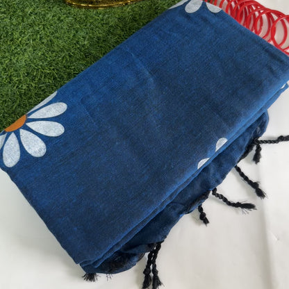 Midnight Bloom- Handpainted Saree