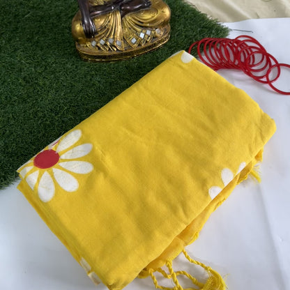 Surya-Daisy – Handpainted Khadi Cotton Saree